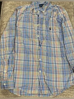 Ralph Lauren boy’s Blue Multi Plaid Button-Down Shirt